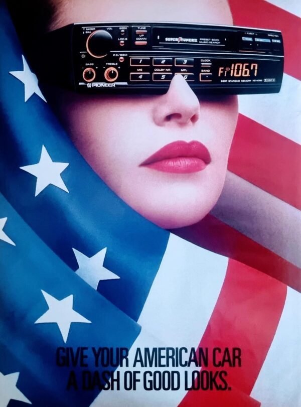 Pioneer Car Stereo Advertisement — American Flag Design (1980s)