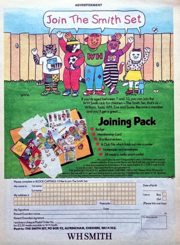 WHSmith Smith Set Children’s Club Advertisement (1990s)